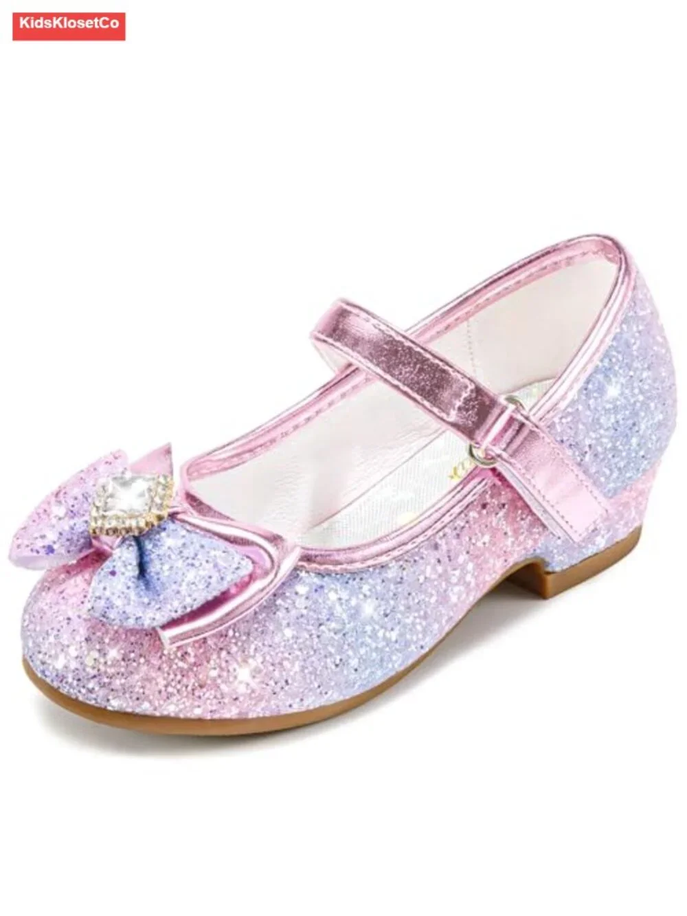 Girls Dress Shoes Mary Jane Wedding Flower Bridesmaids Heels Glitter Princess